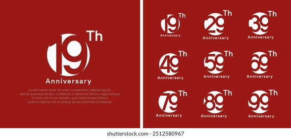 anniversary logotype set. vector design white color circle can be use for celebration moment