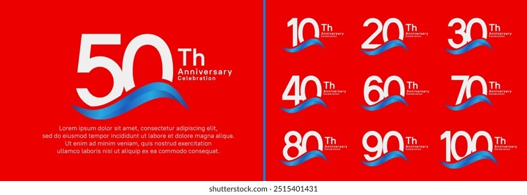 anniversary logotype set. vector design white color number can be use for special moment