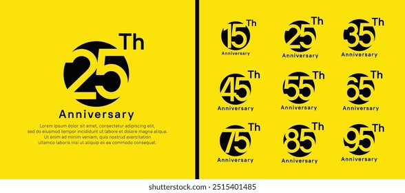 anniversary logotype set. vector design black color circle can be use for celebration moment
