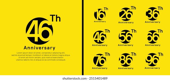 anniversary logotype set. vector design black color circle can be use for celebration moment