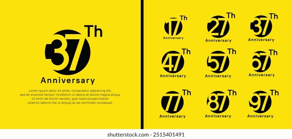 anniversary logotype set. vector design black color circle can be use for celebration moment