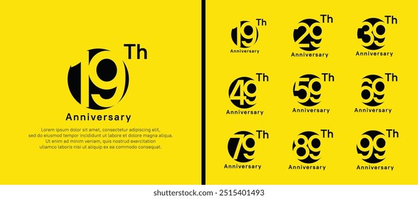 anniversary logotype set. vector design black color circle can be use for celebration moment