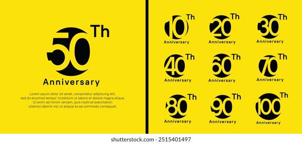 anniversary logotype set. vector design black color circle can be use for celebration moment