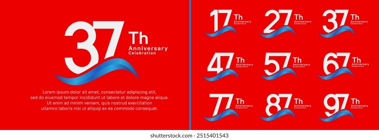 anniversary logotype set. vector design white color number can be use for special moment