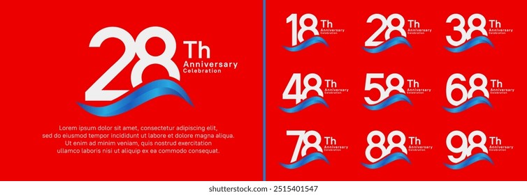 anniversary logotype set. vector design white color number can be use for special moment