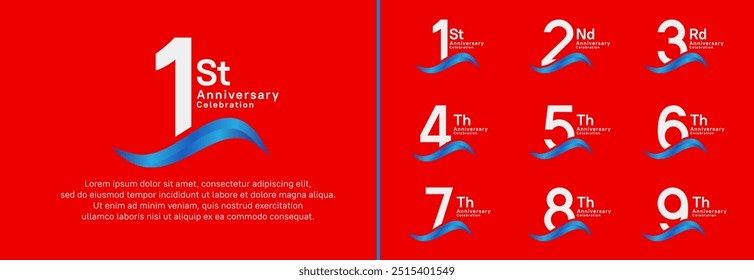 anniversary logotype set. vector design white color number can be use for special moment