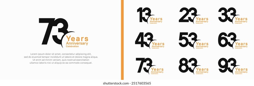 Conjunto de logotipo de aniversario. Diseño de Vector El color negro y naranja se puede usar para un momento especial
