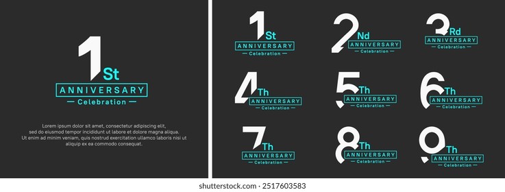 anniversary logotype set. vector design white and green color for special moment