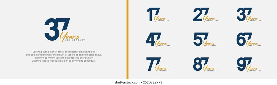 conjunto de logotipos de aniversário. design de vetor cor azul e laranja pode ser usado para momento especial