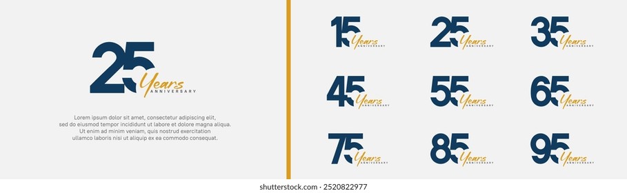 anniversary logotype set. vector design blue and orange color can be use for special moment