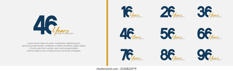 conjunto de logotipos de aniversário. design de vetor cor azul e laranja pode ser usado para momento especial