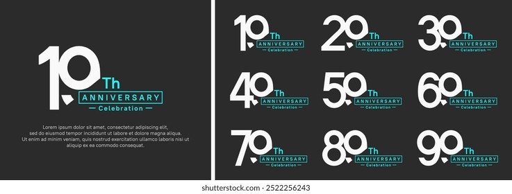 anniversary logotype set. vector design white and green color for special moment