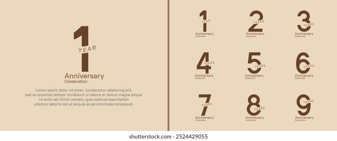 anniversary logotype set. vector design brown color for celebration event