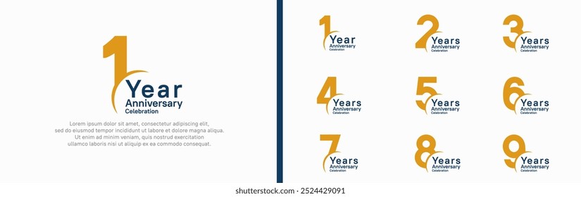 anniversary logotype set. vector design black and orange color can be use for special moment