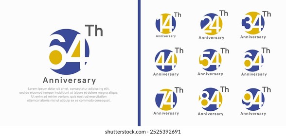 anniversary logotype set. vector design purple and yellow color circle can be use for celebration moment
