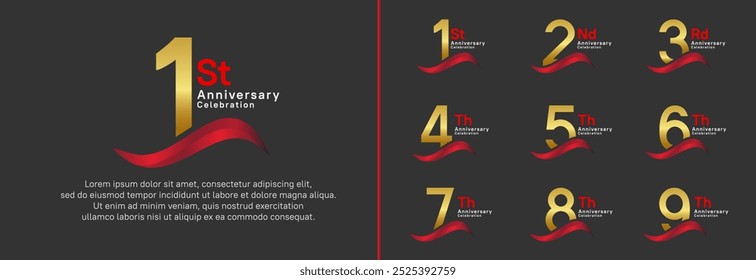 anniversary logotype set. vector design golden color number can be use for special moment