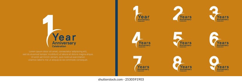 anniversary logotype set. vector design black and white color can be use for special moment