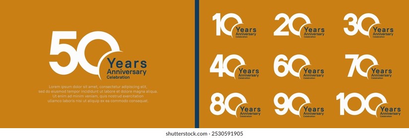 anniversary logotype set. vector design black and white color can be use for special moment