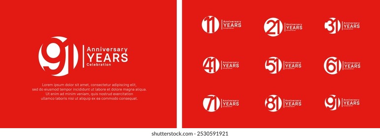 anniversary logotype set. vector design white color can be use for celebration moment