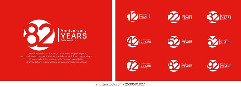 Jubiläums-Logo-Set. Vektordesign weiße Farbe kann für Feierlichkeiten verwendet werden