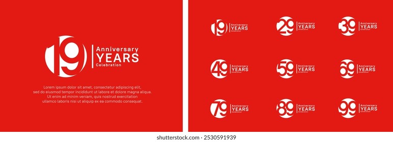 anniversary logotype set. vector design white color can be use for celebration moment