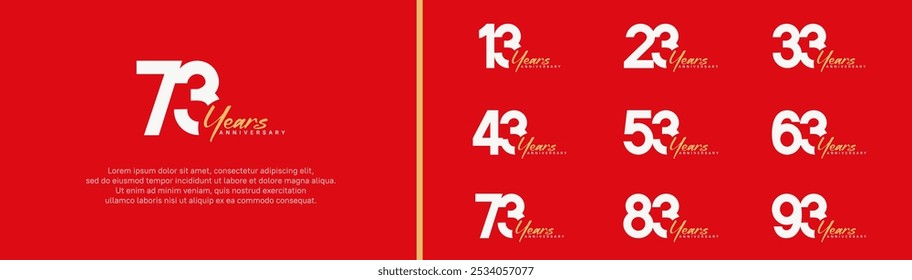 Jubiläums-Logo-Set. Vektordesign weiß und orange Farbe kann für einen besonderen Moment verwendet werden