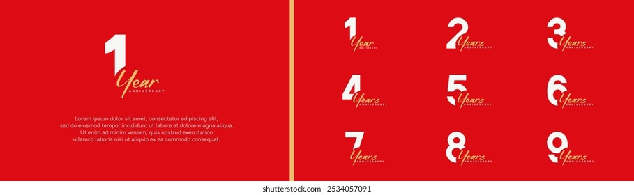 anniversary logotype set. vector design white and orange color can be use for special moment