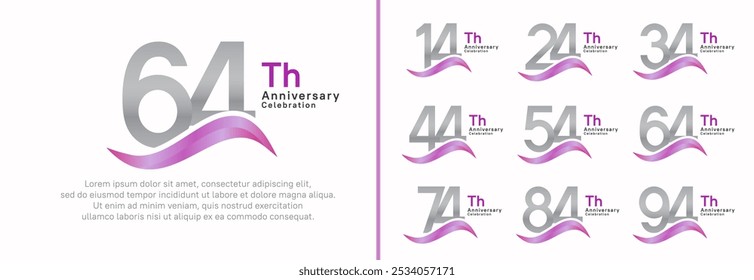 anniversary logotype set. vector design silver color number can be use for special moment