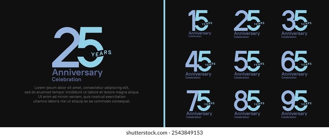 anniversary logotype set. vector design purple and blue color for celebration event