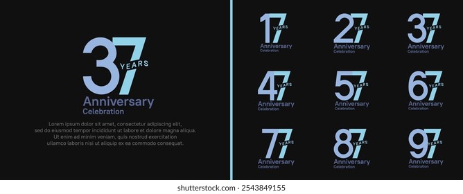 Conjunto de logotipo de aniversario. Diseño de Vector color púrpura y azul para el evento de celebración