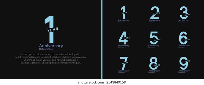 anniversary logotype set. vector design purple and blue color for celebration event