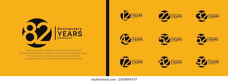 anniversary logotype set. vector design black color can be use for celebration moment