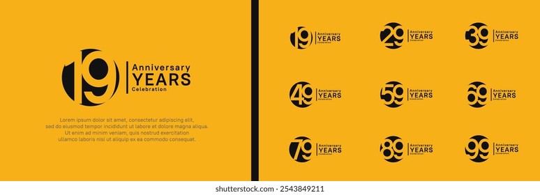 anniversary logotype set. vector design black color can be use for celebration moment