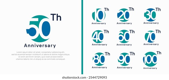 anniversary logotype set. vector design green and blue color circle can be use for celebration moment