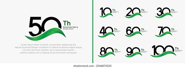 anniversary logotype set. vector design black color number can be use for special moment