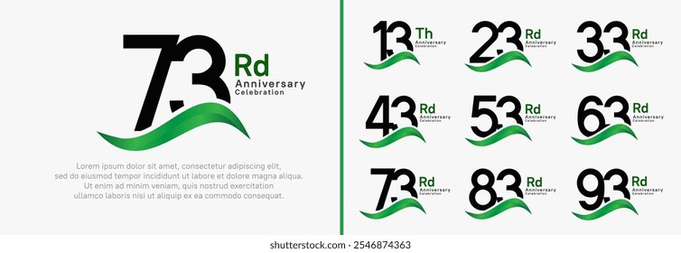 anniversary logotype set. vector design black color number can be use for special moment