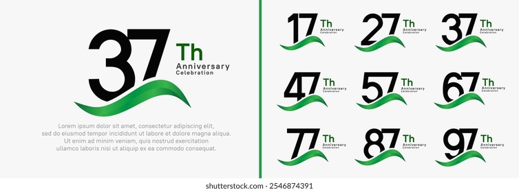 anniversary logotype set. vector design black color number can be use for special moment