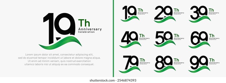 anniversary logotype set. vector design black color number can be use for special moment