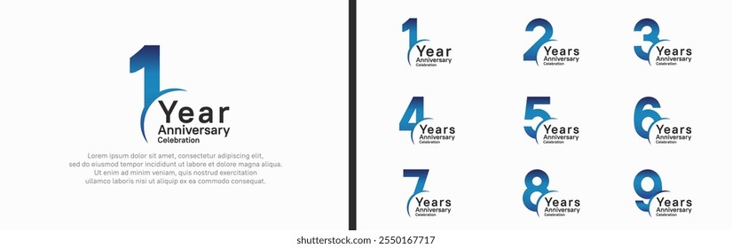 anniversary logotype set. vector design blue and black color can be use for special moment