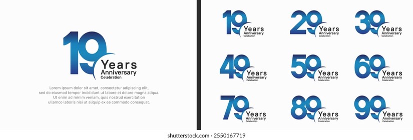 anniversary logotype set. vector design blue and black color can be use for special moment