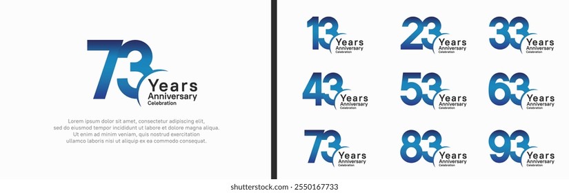 anniversary logotype set. vector design blue and black color can be use for special moment