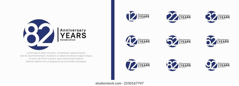 anniversary logotype set. vector design blue color can be use for celebration moment