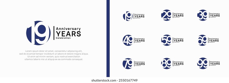 anniversary logotype set. vector design blue color can be use for celebration moment