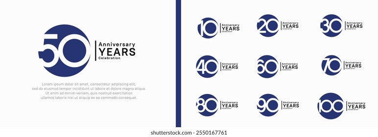 anniversary logotype set. vector design blue color can be use for celebration moment
