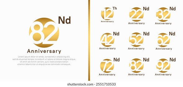 anniversary logotype set. vector design gold color circle can be use for celebration moment