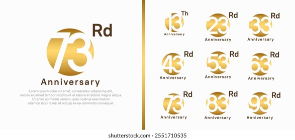 anniversary logotype set. vector design gold color circle can be use for celebration moment