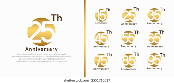 anniversary logotype set. vector design gold color circle can be use for celebration moment