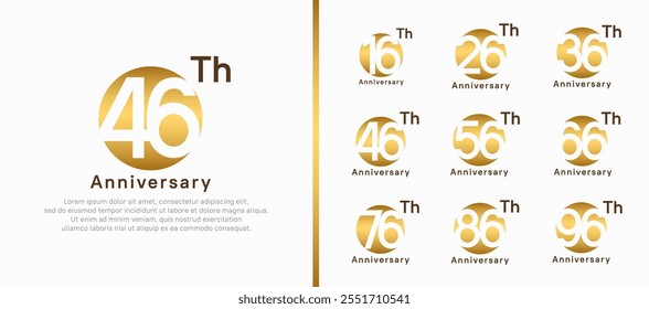 anniversary logotype set. vector design gold color circle can be use for celebration moment