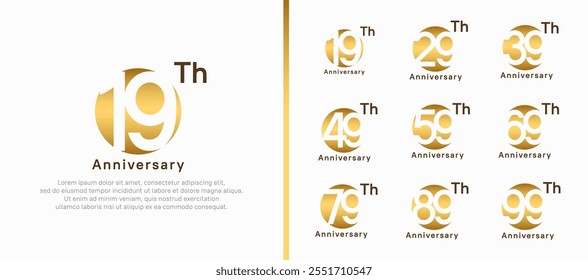 anniversary logotype set. vector design gold color circle can be use for celebration moment