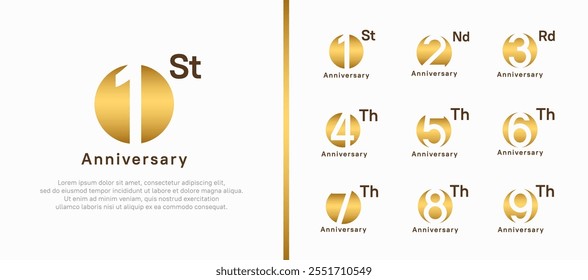 anniversary logotype set. vector design gold color circle can be use for celebration moment